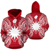 Nauru Polynesian ll Over Hoodie Map Red White Unisex Red nd White - Polynesian Pride