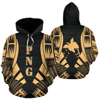 Papua New Guinea Polynesian ll Over Hoodie Yellow Tattoo Unisex Black - Gold - Polynesian Pride