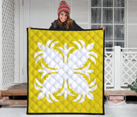 Hawaiian Premium Quilt Royal Pattern - Yellow - A2 Style - Polynesian Pride