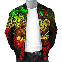 Polynesian Men's Bomber Jacket - Reggae Shark Polynesian Tattoo - Polynesian Pride