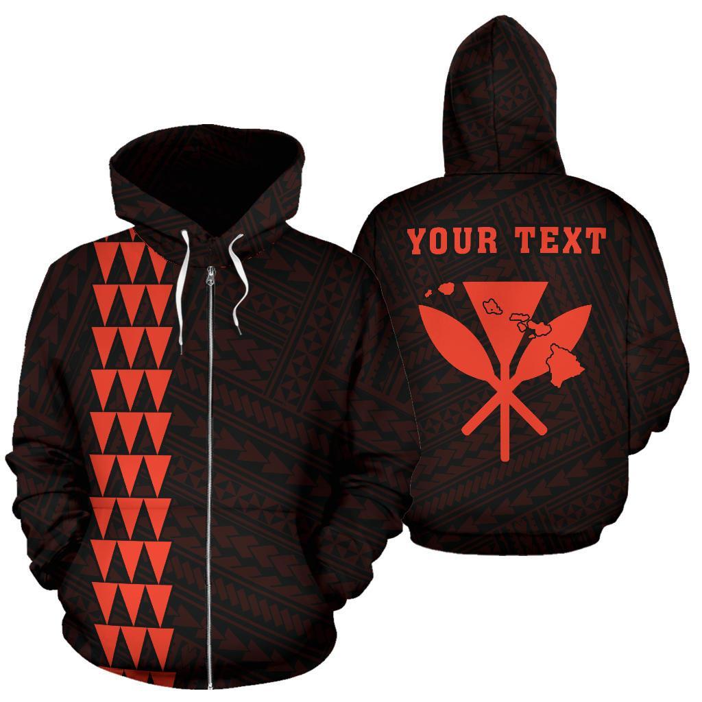 Polynesian Kakau Kanaka Maoli Map of Hawaii Custom Zip Hoodie Orange Unisex Orange - Polynesian Pride
