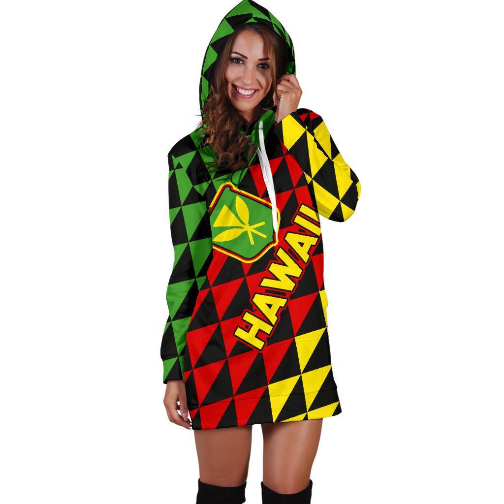 Hawaii Hoodie Dress - Hawaii Kanaka Maoli Flag Women's Th5 - Polynesian Pride