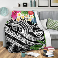 Guam Polynesian Premium Blanket - Summer Plumeria (Black) - Polynesian Pride