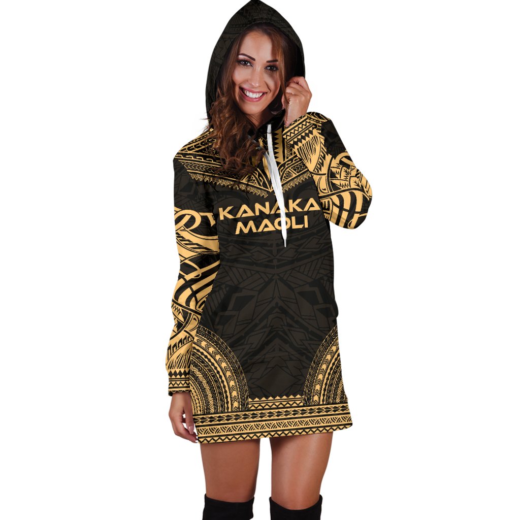 Kanaka Maoli Women's Hoodie Dress - Polynesian Gold Chief - Polynesian Pride