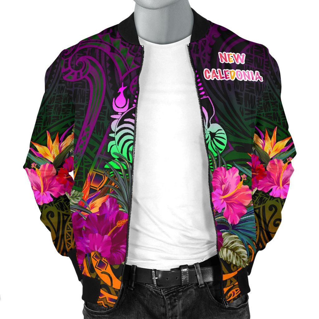 New Caledonia Polynesian men's Bomber Jacket - Summer Hibiscus - Polynesian Pride