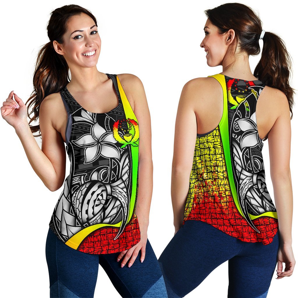 Pohnpei Micronesia Women's Racerback Tank Reggae - Turtle With Hook Art - Polynesian Pride