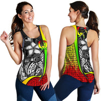 Pohnpei Micronesia Women's Racerback Tank Reggae - Turtle With Hook Art - Polynesian Pride