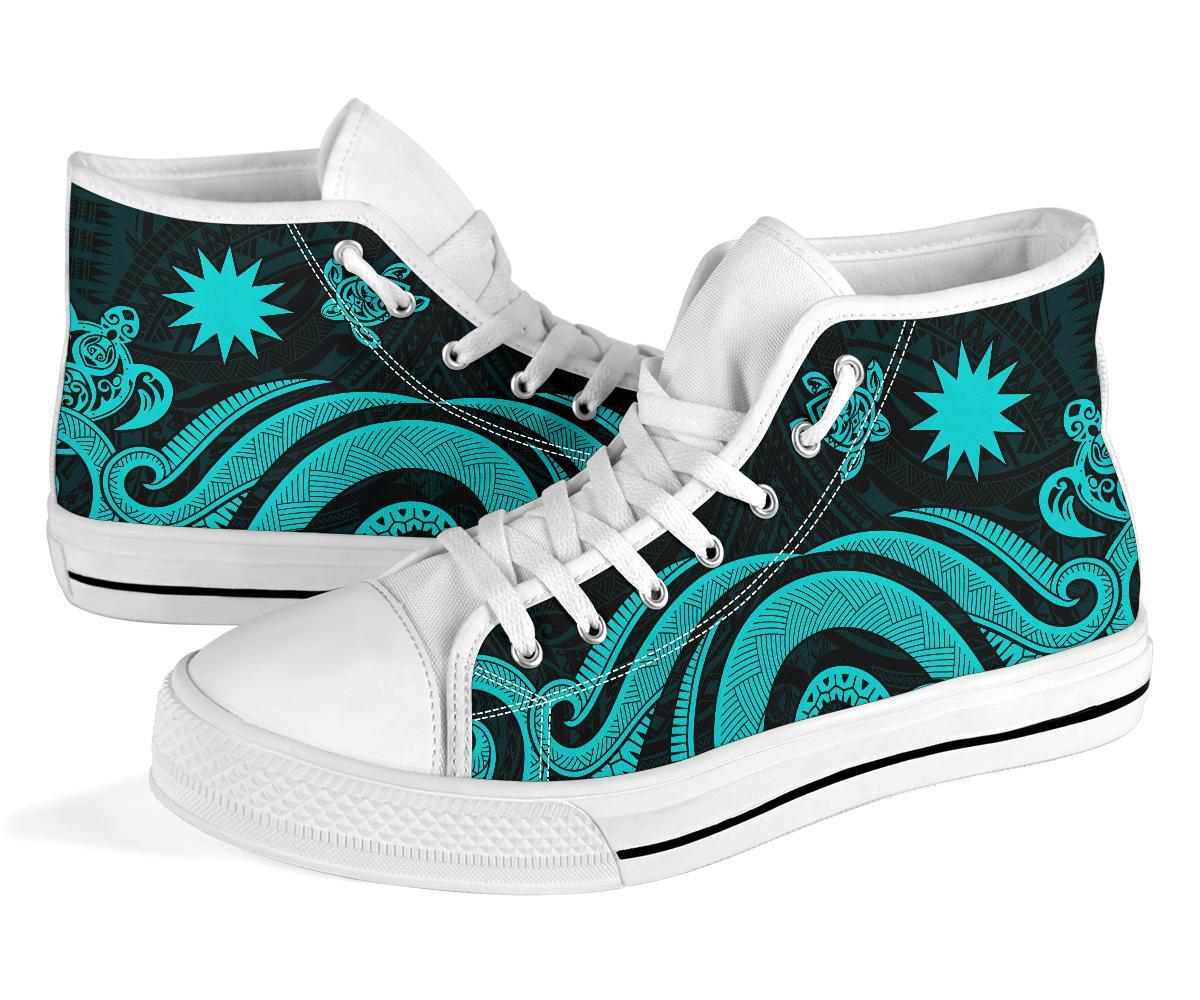 Nauru High Top Canvas Shoes - Turquoise Tentacle Turtle - Polynesian Pride