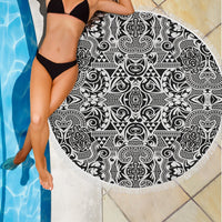 Polynesian Tribal Beach Blanket Black White - Polynesian Pride