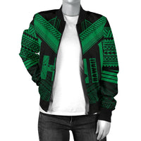 Hawaiian Kanaka Polynesian Women's Bomber Jacket Active Green - Polynesian Pride