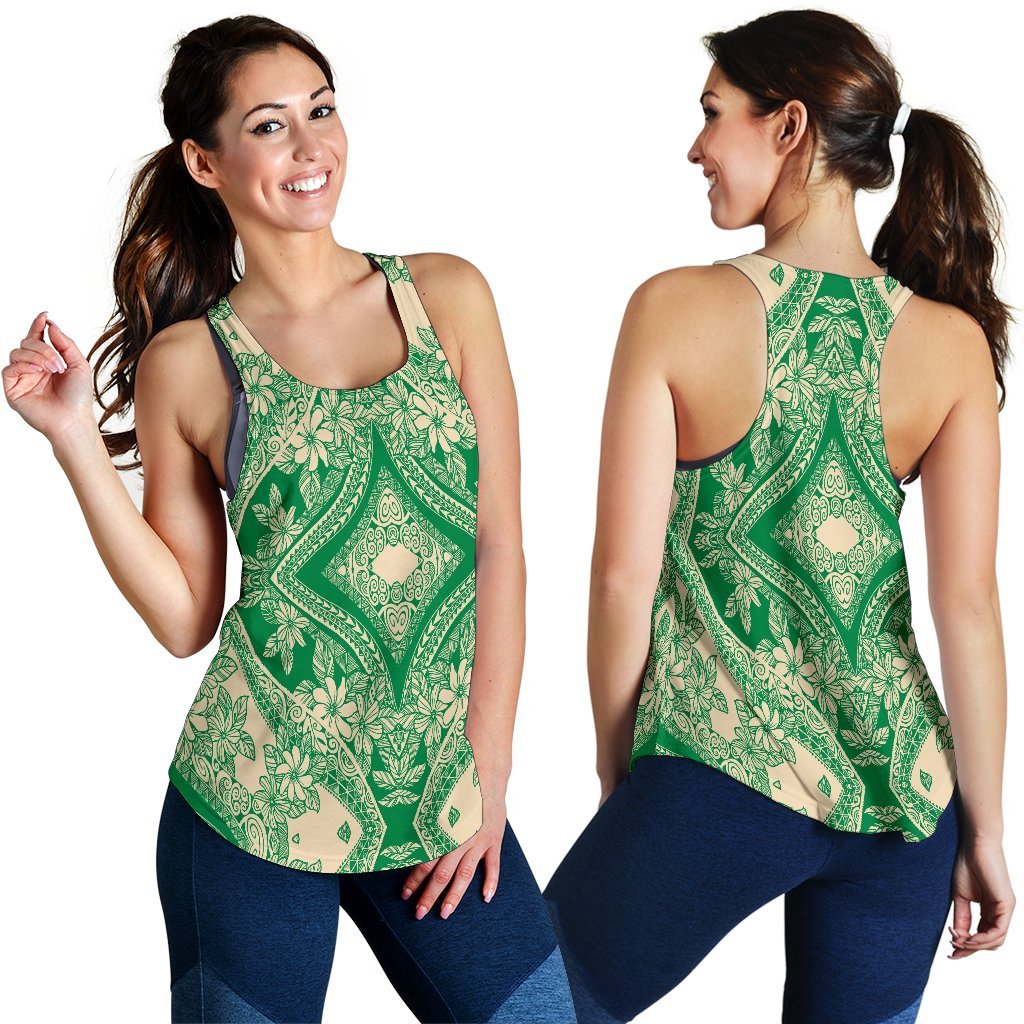 Polynesian Plumeria Mix Green Women's Racerback Tank Top - Polynesian Pride