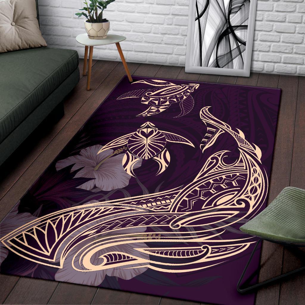 Hawaii Tropical Hibiscus Aumakua Rug - Lucas Style - Purple Rug - Polynesian Pride