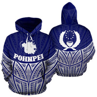 Pohnpei Polynesian Hoodie Blue Pride Map nd Seal Unisex Blue - Polynesian Pride