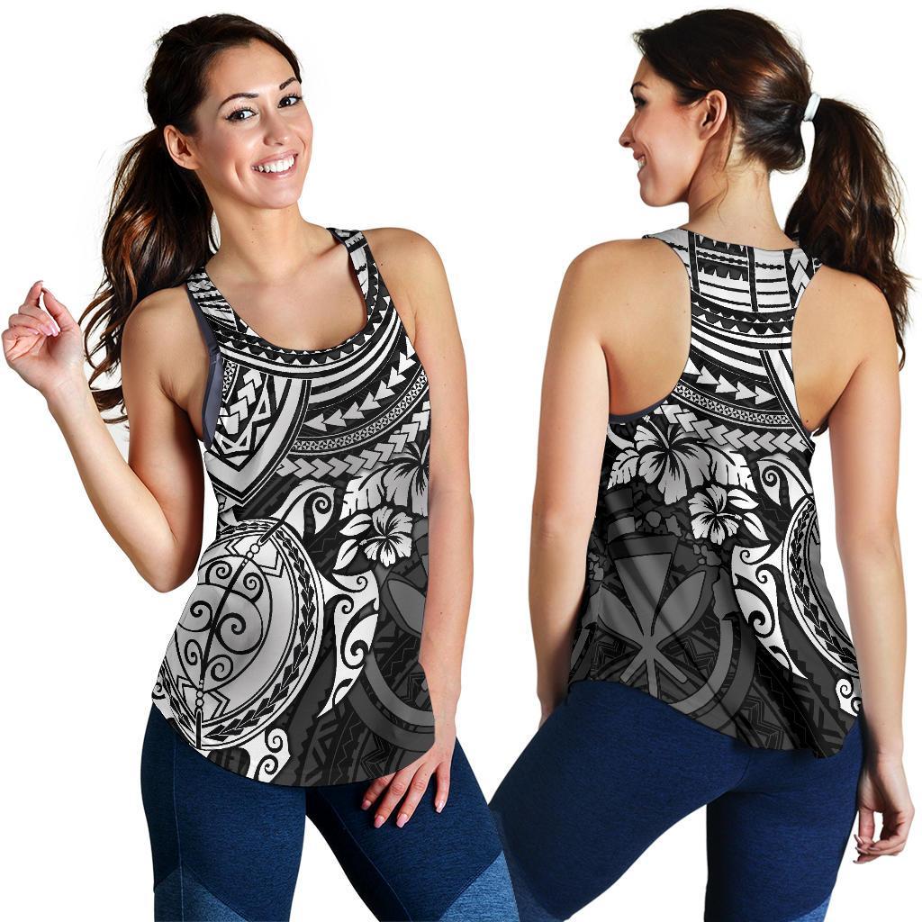 Polynesian Hawaii Women's Racerback Tank - White Turtle - Polynesian Pride