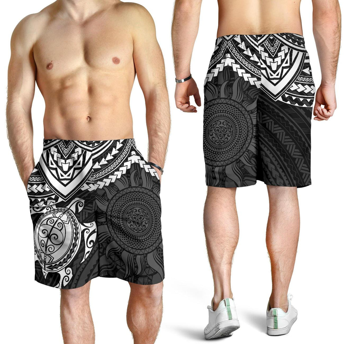 Polynesian Shorts (Men) - Polynesian White Turtle - Polynesian Pride