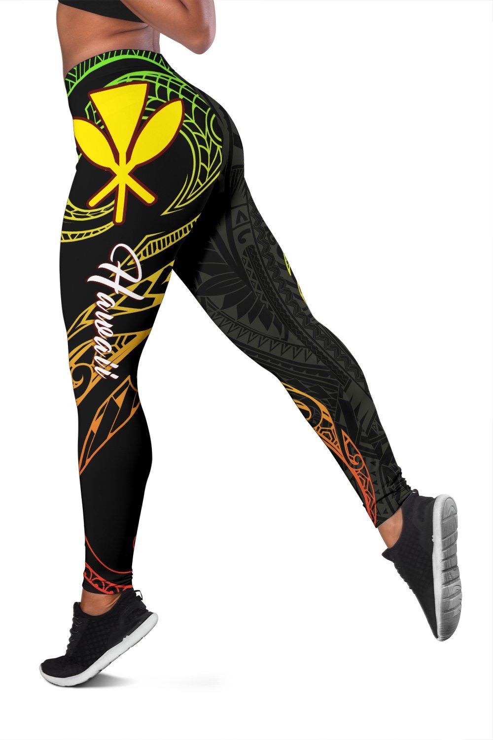 Hawaiian Kanaka Polynesian Women's Leggings - Black - Hana Style - AH - Polynesian Pride