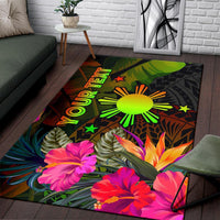 The Philippines Polynesian Personalised Area Rug - Hibiscus and Banana Leaves - Polynesian Pride