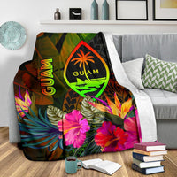Guam Polynesian Premium Blanket - Hibiscus and Banana Leaves - Polynesian Pride