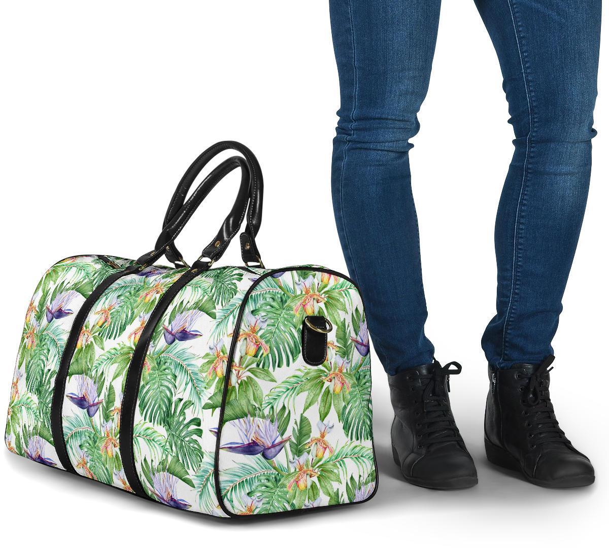 Tropical Orange Orchids Strelitzia Monstera Hawaii Travel Bag - Polynesian Pride