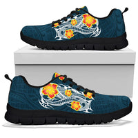 Hawaii Polynesian Hibiscus Sneakers - JVT Style - Blue - Polynesian Pride
