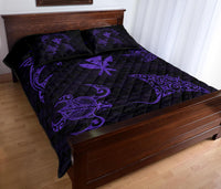 Hawaii Map Kanaka Polynesian Quilt Bed Set Circle Underwater Purple - Polynesian Pride