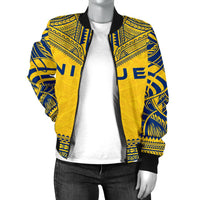 Niue Flag Polynesian Chief Women'S Bomber Jacket - Polynesian Pride