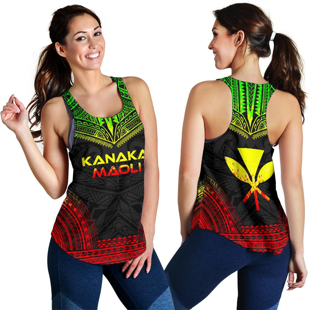 Kanaka Maoli Women's Racerback Tank - Polynesian Chief Reggae Version - Polynesian Pride