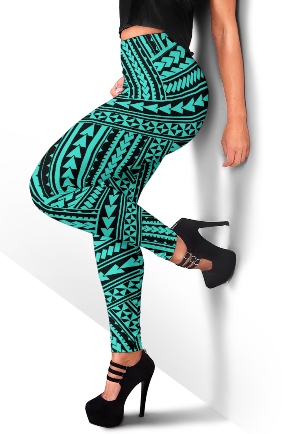 Polynesian Nation Turquoise Hawaii Women's Leggings AH - Polynesian Pride