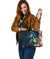 Kanaka Maoli (Hawaiian) Small Leather Tote - Sea Turtle Tropical Hibiscus And Plumeria - Polynesian Pride