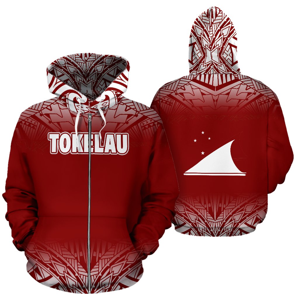 Tokelau All Over Zip up Hoodie Fog Red Unisex Red - Polynesian Pride