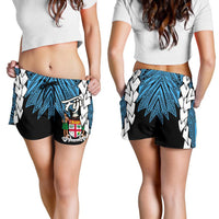 Fiji Polynesian Women's Shorts - Tribal Wave Tattoo Flag Style Blue - Polynesian Pride