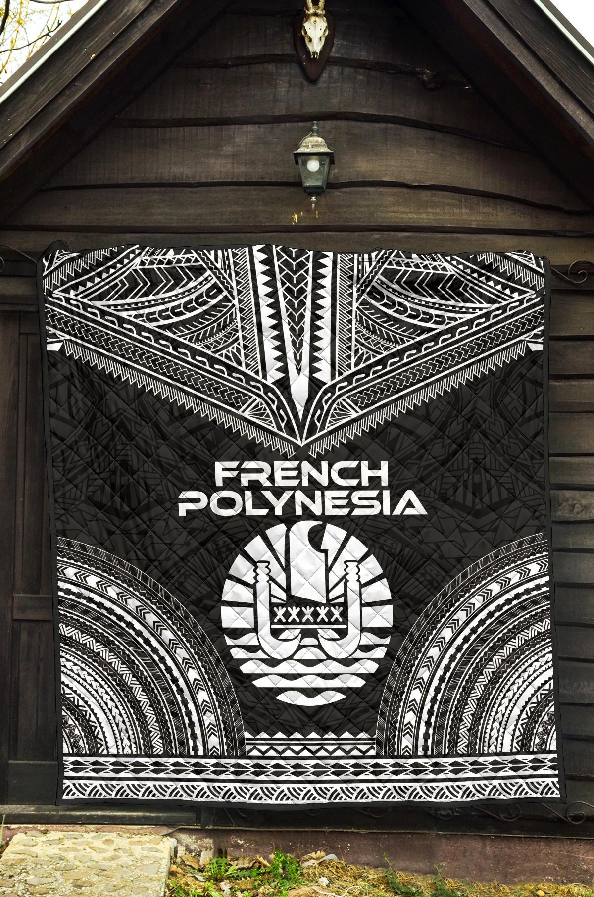 French Polynesia Premium Quilt - French Polynesia Polynesian Chief Black Version - Polynesian Pride