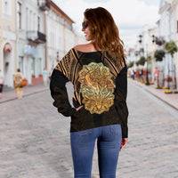 Wild Shark Polynesian Women Off Shoulder Sweater - Polynesian Pride