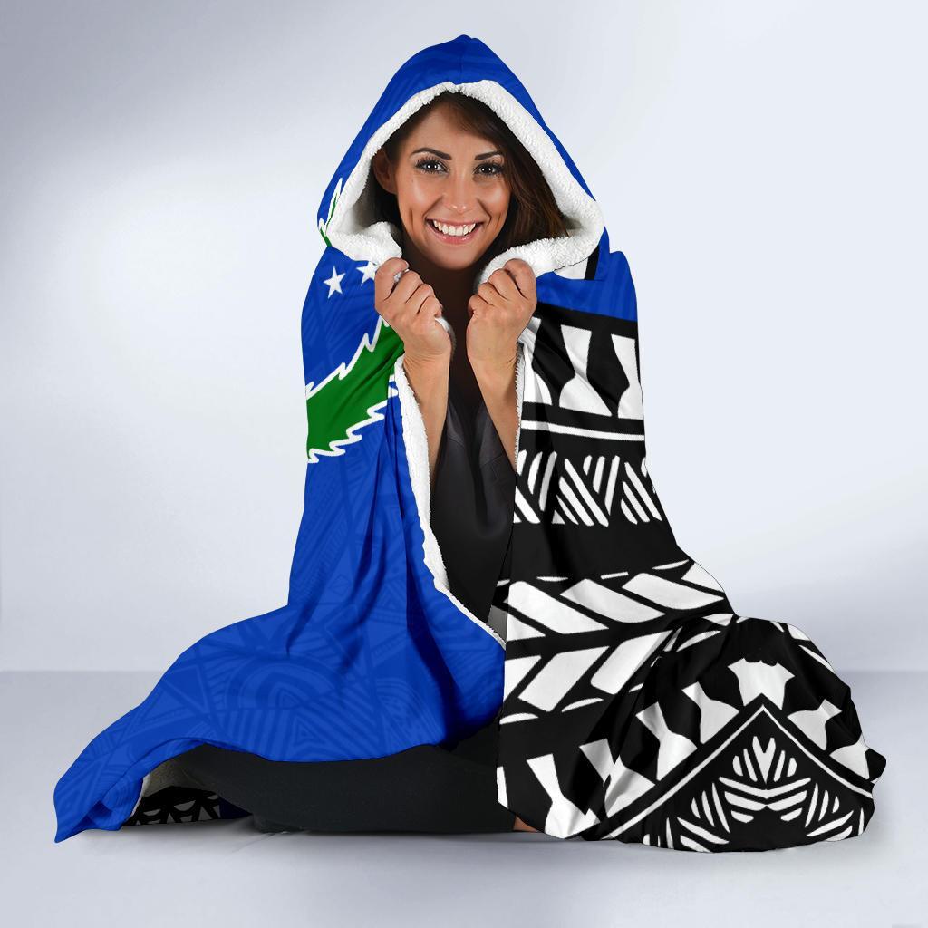 Pohnpei Flag Economy Hooded Blanket Micronesian Pattern - Polynesian Pride