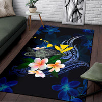 Polynesian Hawaii Area Rug - Turtle With Plumeria Flowers - Polynesian Pride