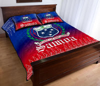 Samoa Quilt Bed Set - Samoa Coat of Arms Red Blue Version - Polynesian Pride