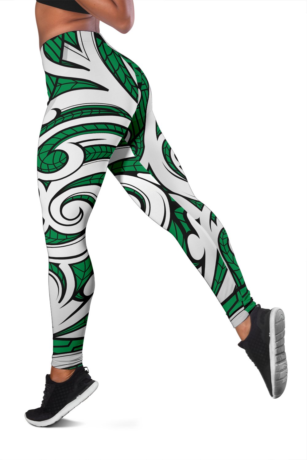 Polynesian Maori Ethnic Ornament Green Hawaii Women's Leggings AH - Polynesian Pride