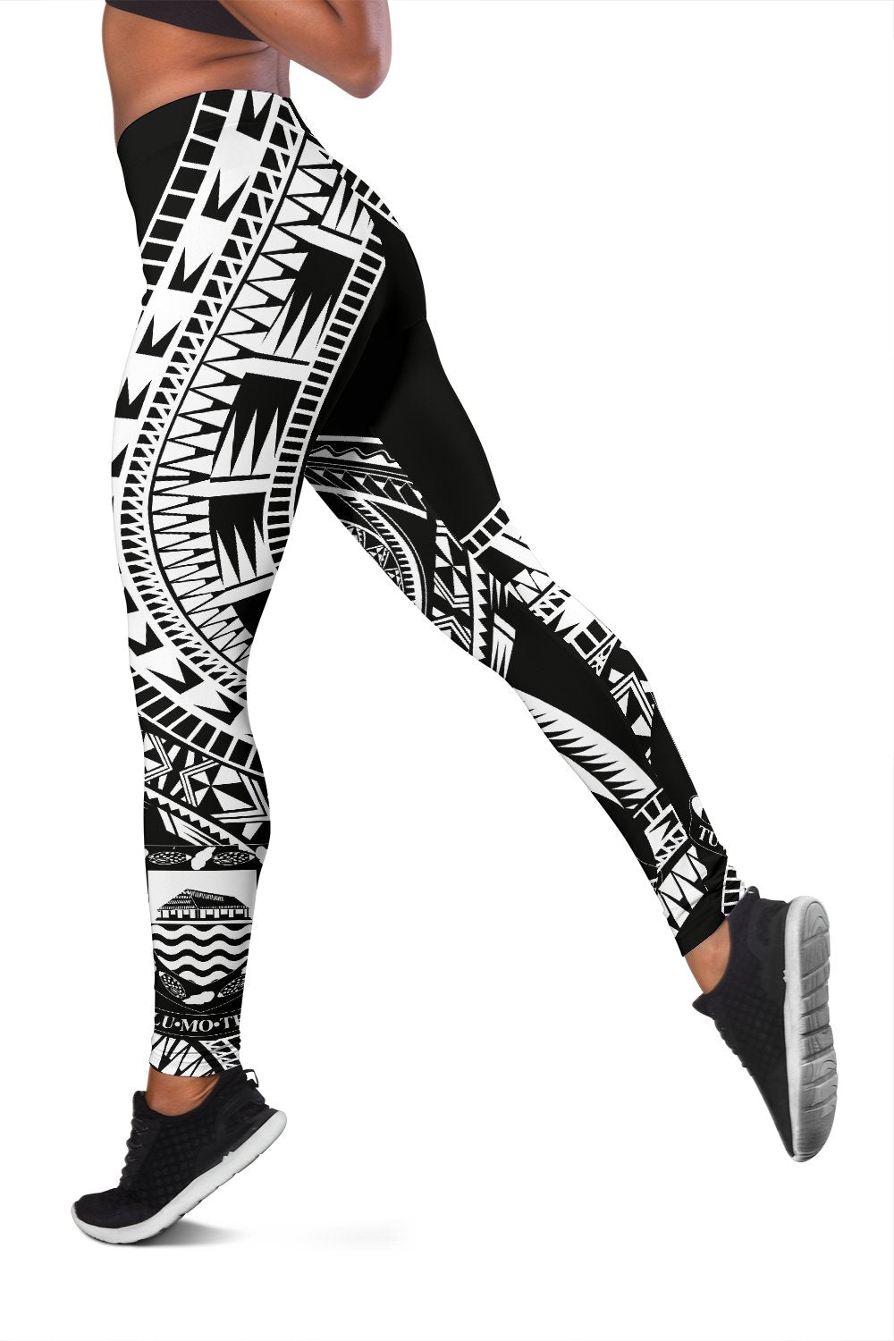 Tuvalu Women Leggings Polynesian Pattern Black - Polynesian Pride