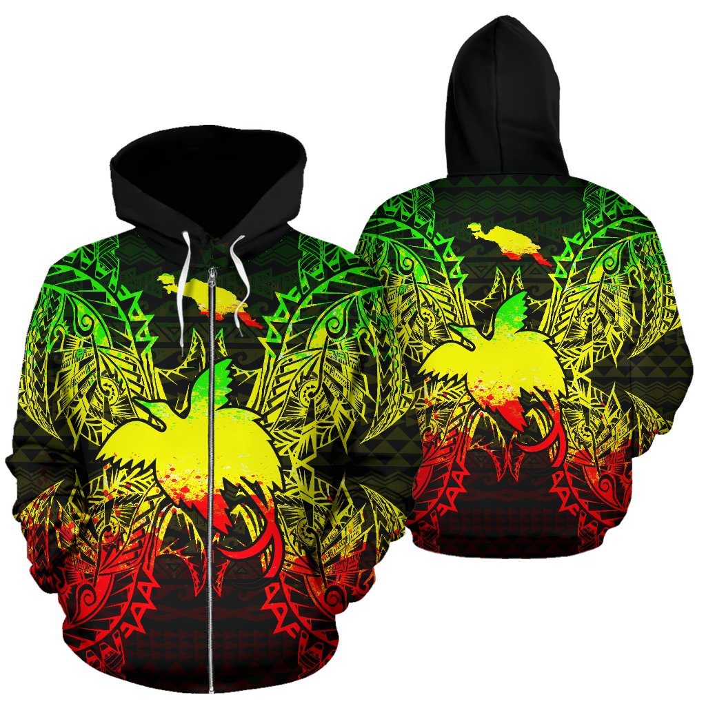 Papua New Giunea Polynesian All Over Zip up Hoodie Map Reggae Unisex Reggae - Polynesian Pride