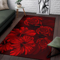 Hawaiian Map Hibiscus Flowers Vintage Polynesian Rug AH - Polynesian Pride
