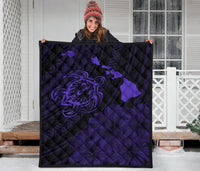 Hawaii Sea Turtle Is Swimming Toward Premium Quilt Purple - Polynesian Pride