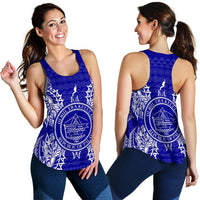 Palau Polynesian Women Tank Top Map Blue - Polynesian Pride