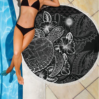 Marshall Islands Polynesia Beach Blanket Turtle Hibiscus Black - Polynesian Pride