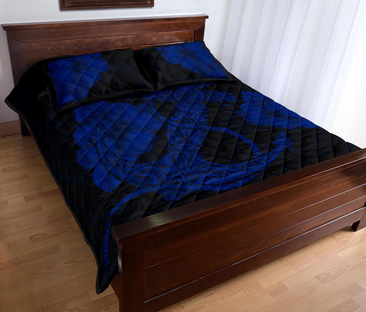Anchor Poly Tribal Quilt Bed Set Blue - Polynesian Pride