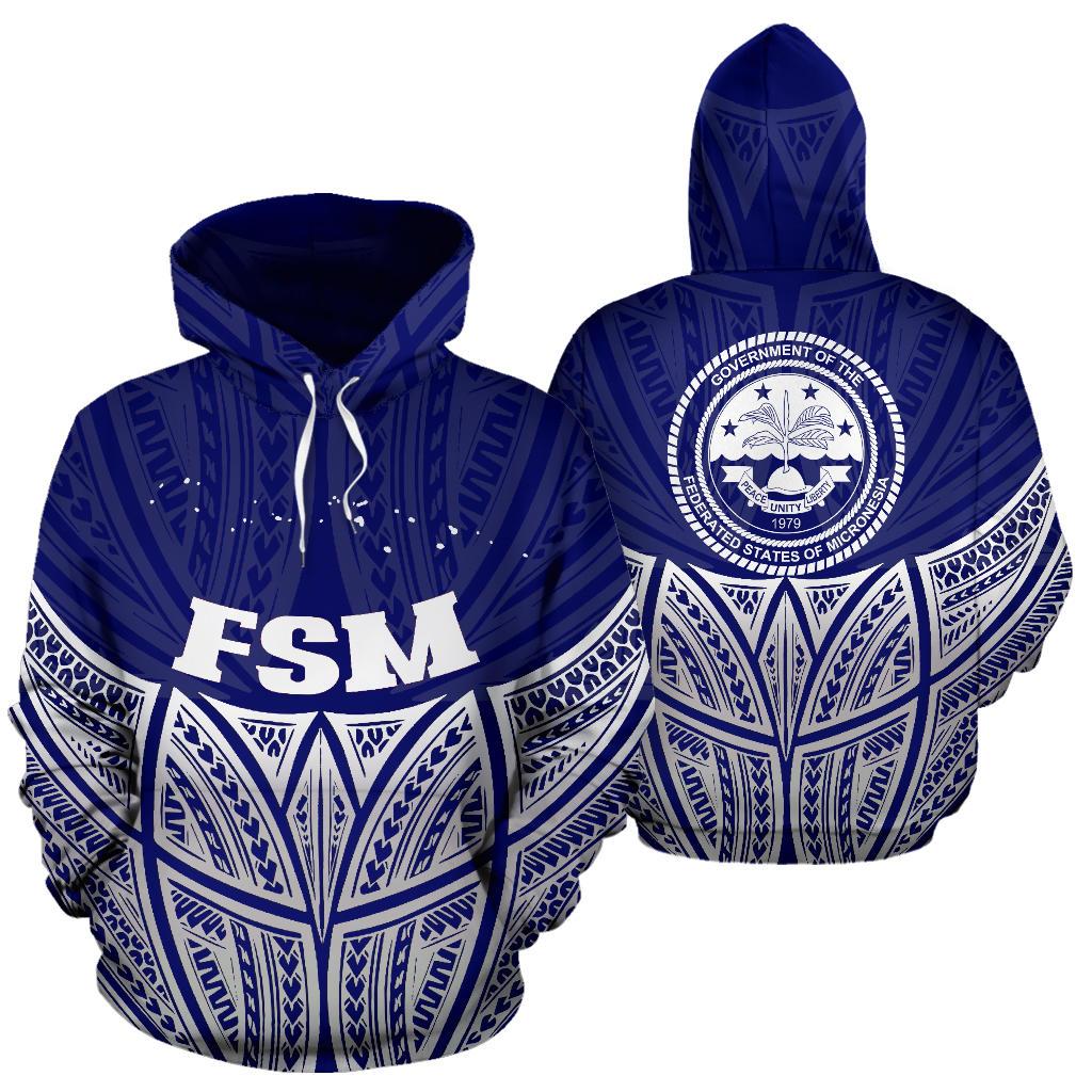Federated States of Micronesia Polynesian Hoodie Blue Pride Map nd Seal Unisex Blue - Polynesian Pride