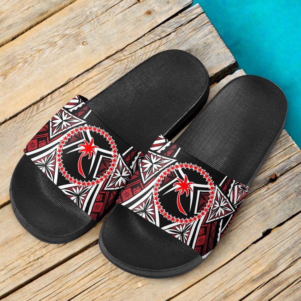 Chuuk Sandals - Tribals Flower Special Pattern Black - Polynesian Pride