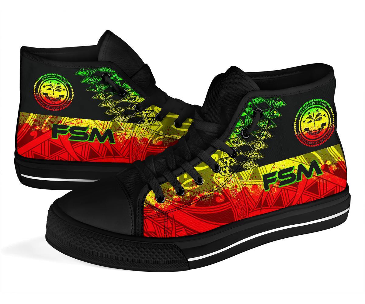 Federated States of Micronesia High Top Shoes - Reggage Color Symmetry Style Unisex White - Polynesian Pride