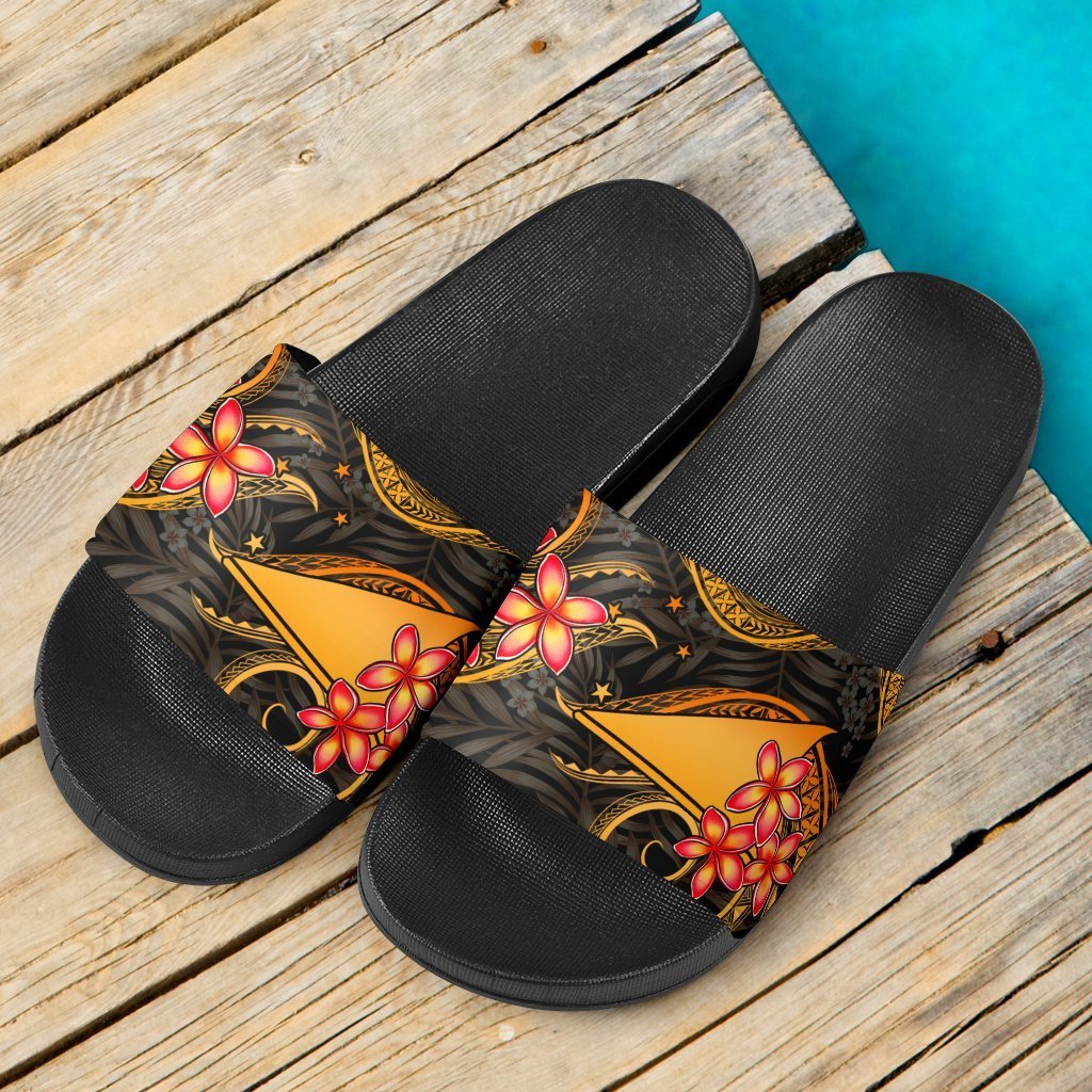 Tokelau Slide Sandals - Gold Plumeria - Polynesian Pride