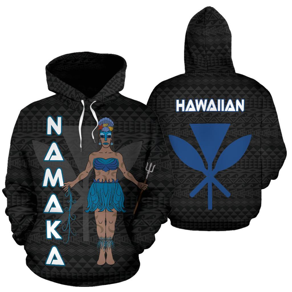 Polynesian Hawaii Hoodie Namaka Hawaiian God of the Myths nd Legends Unisex Black - Polynesian Pride