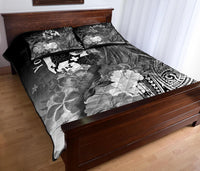 Tonga Custom Personalised Quilt Bed Set - Humpback Whale with Tropical Flowers (White) - Polynesian Pride